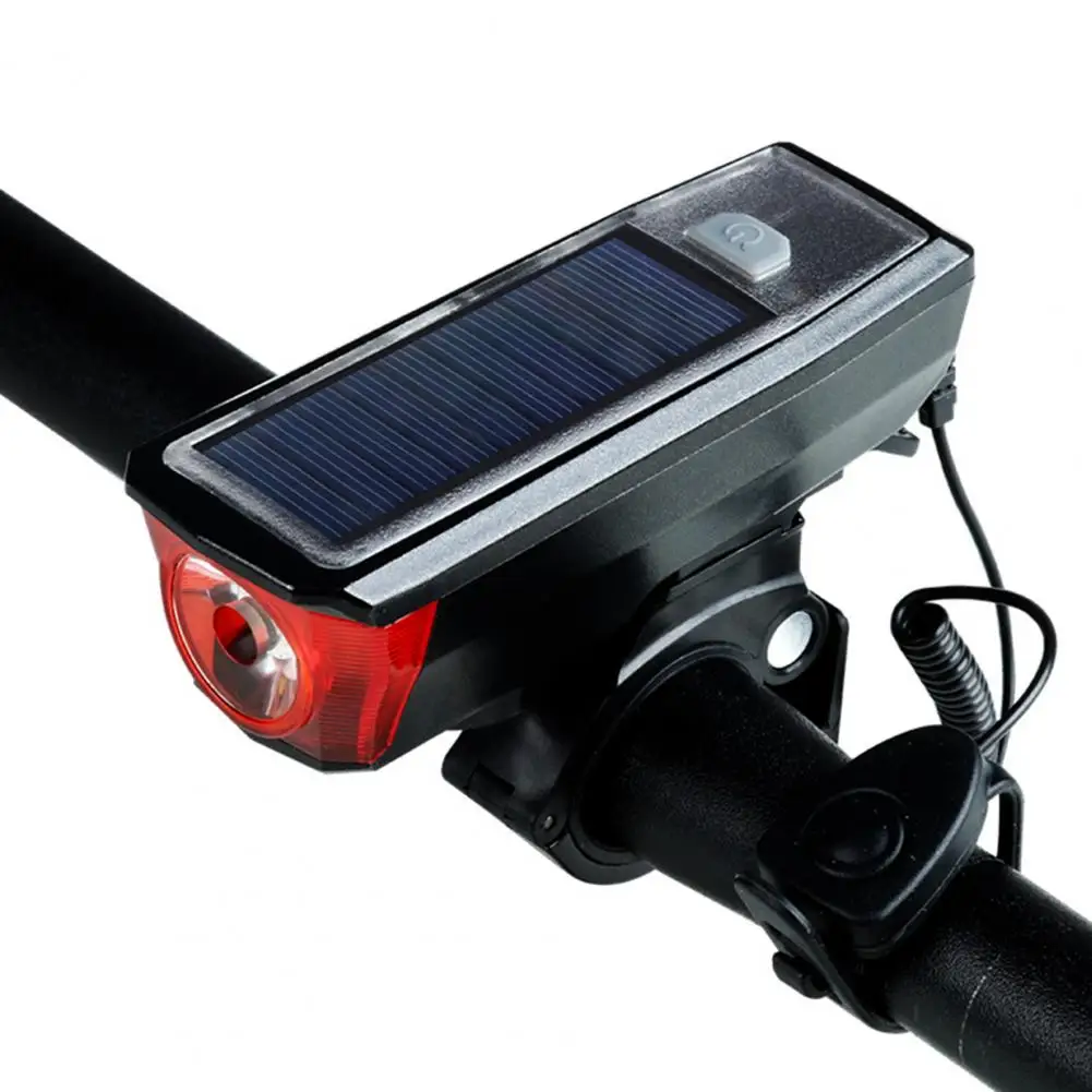 

Водонепроницаемый велосипедный передний и задний фонарь, звуковой сигнал на солнечной батарее с зарядкой через USB, фонарь для горного велос...