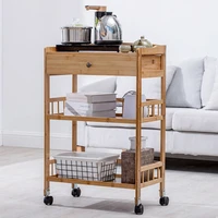 mobile dining trolley car with wheels kitchen multi layer storage cabinet living room rolling tea side table home furniture