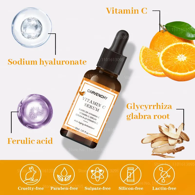 

30ml Vitamin C Serum Anti-aging Whitening VC Essence Oil Topical Facial Serum with Hyaluronic Acid Vitamin E Cosmetic