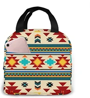 ethnic aztec pattern lunch bag tote bag insulated organizer lunch holder bag for travel work outdoors hiking picnic beach