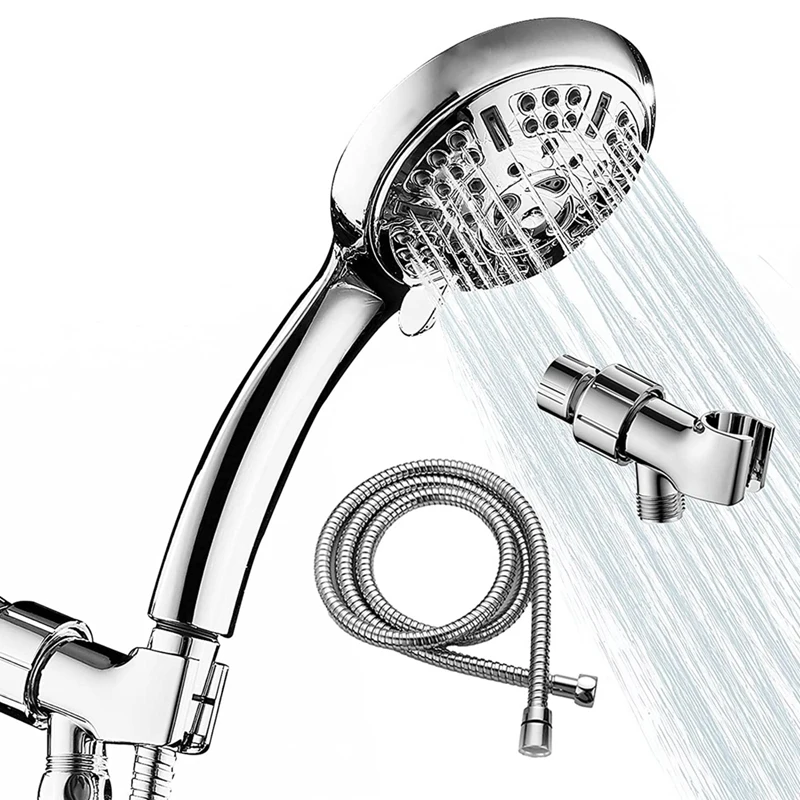

9 Spray Modes High Pressure Shower Head With Handheld, 4.5 Inch High Flow Hand Held Showerhead Set With 59 Inch Hose