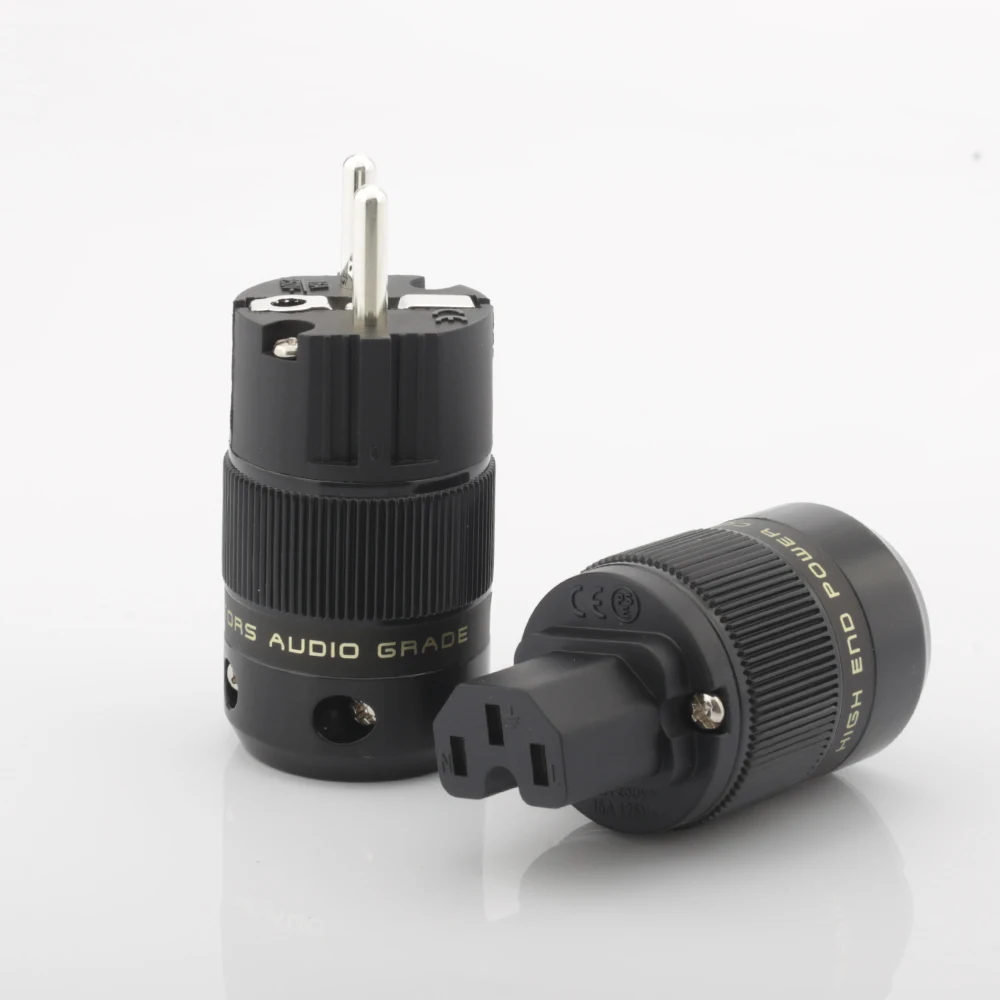 Высококачественный Европейский штекер питания Schuko, штекер IEC, штекер, гнездо, штекер питания, 24K позолоченный родиевый посеребренный HI-FI diy