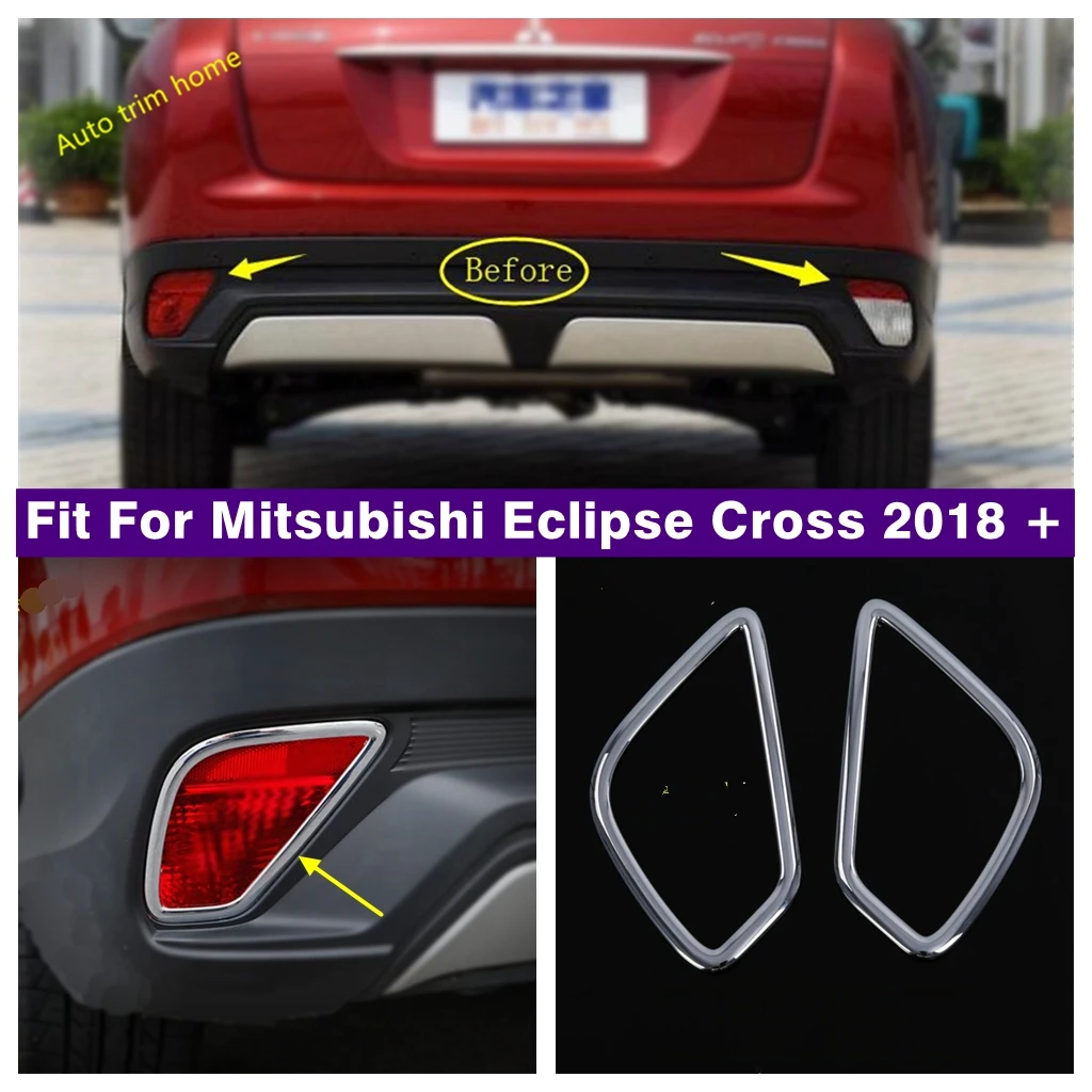 Chrome Rear Bumper Fog Lights Lamps Foglight Decor Cover Trim Fit For Mitsubishi Eclipse Cross 2018 - 2022 Exterior Accessories