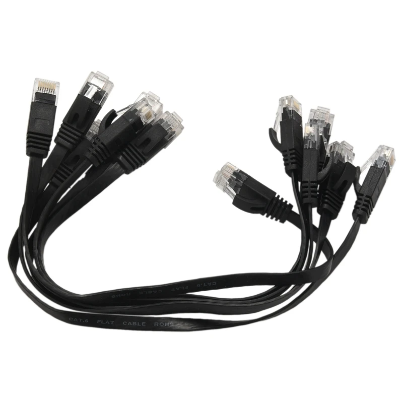 

Retail 36 Pcs 1 Ft Flat Internet Network Cable Solid Cat6 High Speed Patch Lan Wire With Snagless Rj45 Connectors