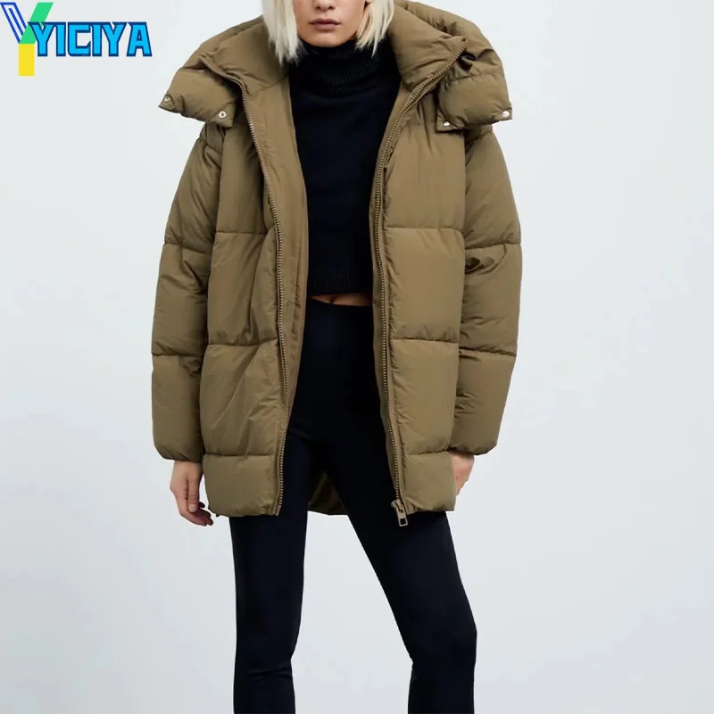 YICIYA Coats Woman Winter 2023 Warm Hoodies Overcoat Parkas Thick Jacket Streetwear Long Coat Ladies With Zipper Outerwear Y2k