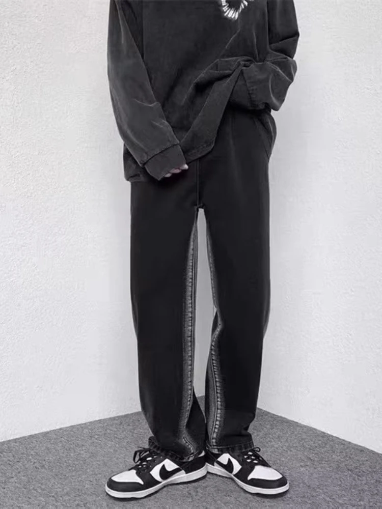 

Джинсы мужские прямые свободного покроя, модная одежда в стиле хип-хоп, джинсы с черной краской, уличная одежда, весна-осень