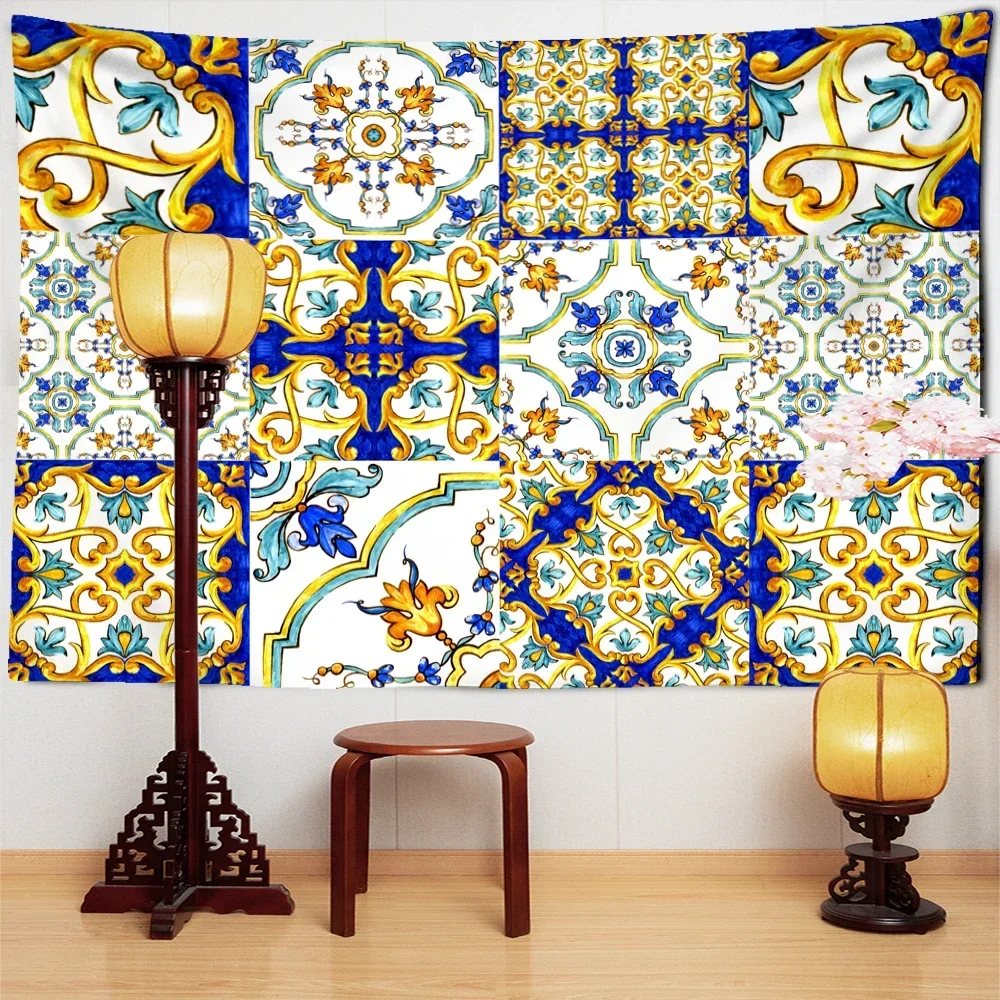 Мозаичный гобелен настенный богемный колдовской цветочный художественный принт