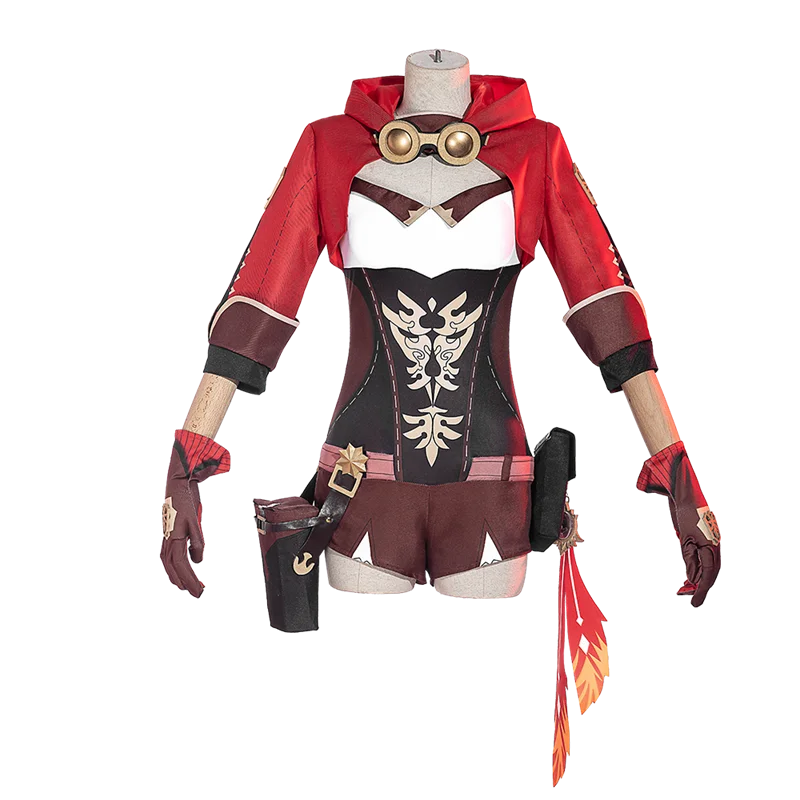 

Game Genshin Impact Amber Cosplay Costume Aldult Unisex Top Socks Headdress Halloween Party Anime Combat Uniform Suit