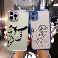 animals ink horse phone case matte translucent for iphone apple 12pro 13 11 pro max mini xs x xr 7 8 6 6s plus se 2020 cover