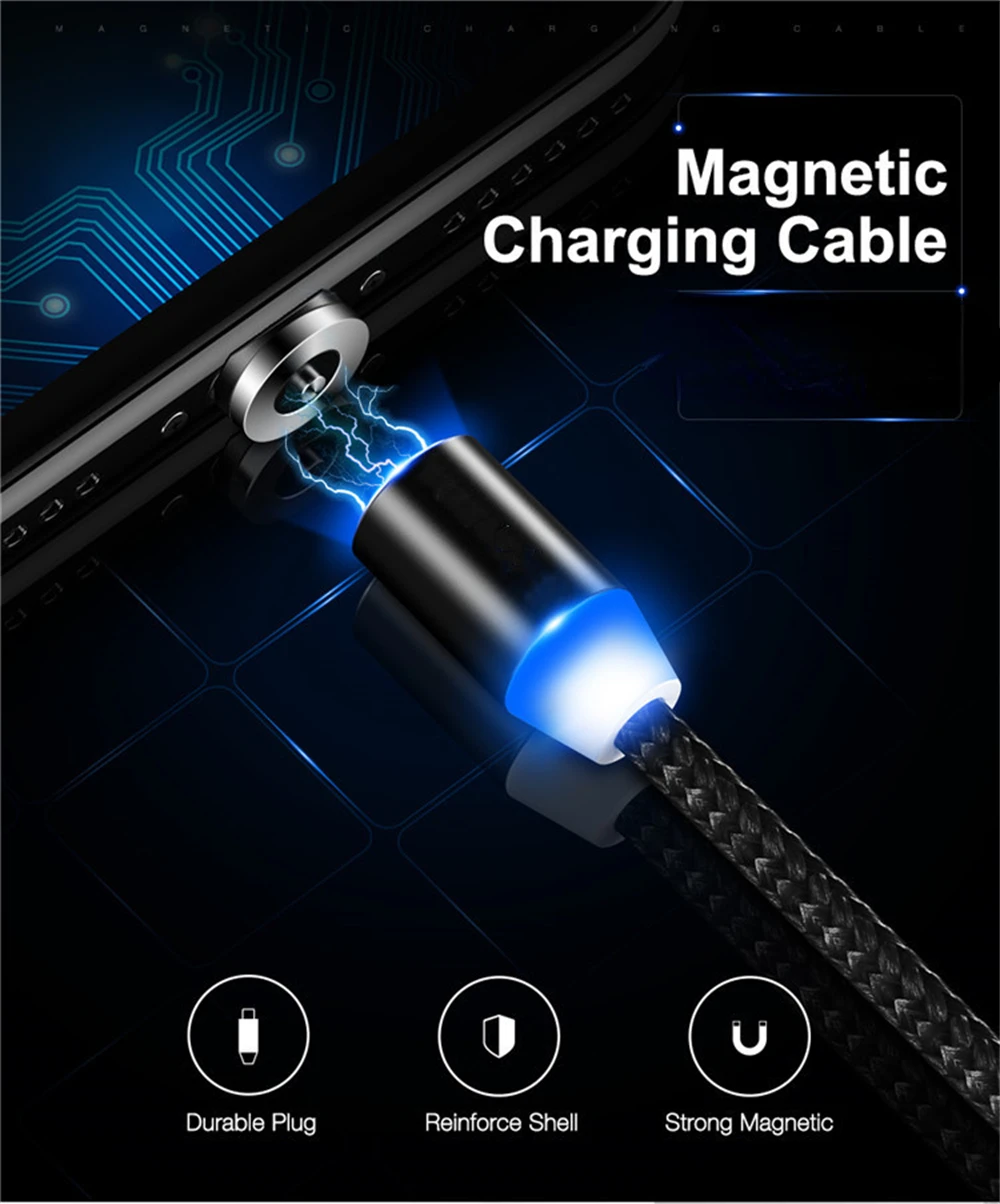 

Round Cable plug Type C Micro USB C Plugs Fast Charging Cable Adapter Phone Microusb Type-C Magnet Charger Plug