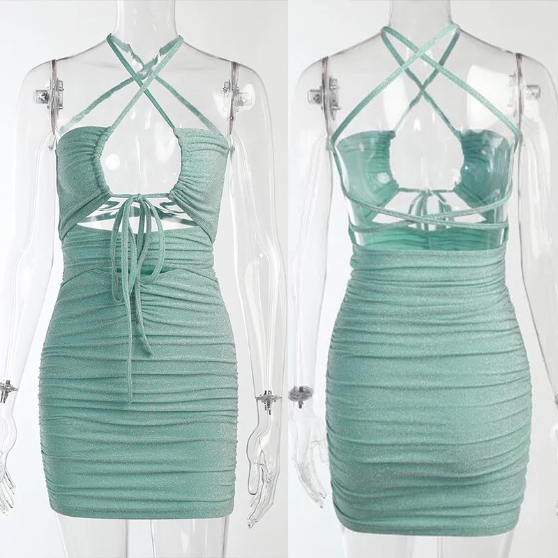 QIWN Клубные вечерние блестящие платья для женщин 2022 летние сексуальные