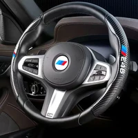 car steering wheel cover carbon black fiber for bmw e30 e34 e36 e39 e46 e60 e61 e84 e87 e90 logo car steering wheel cover