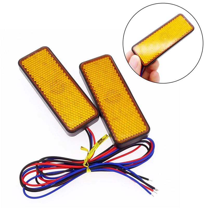 2 шт. задний стоп-сигнал мотоцикла с поворотниками 24 LED прямоугольная автомобильная лампа для джипа, прицепа, автомобильных отражателей, грузовых автомобилей, боковых предупреждающих стоп-сигналов.