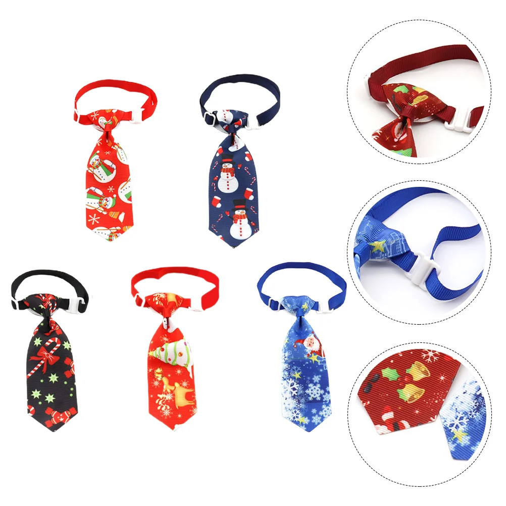 

5pcs Xmas Tie Christmas Gifts Christmas Neck Ties Christmas Cat Bowtie Neckerchief Cats Neck Collar