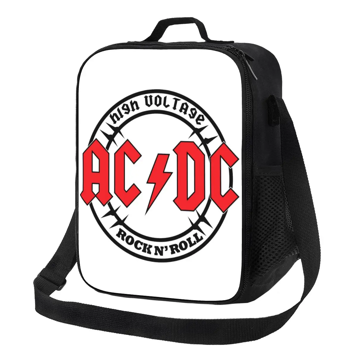 

Изолированная сумка для ланча высокого напряжения с переменным и постоянным током для женщин, Термосумка-холодильник из тяжелого металла в стиле рок, для офиса, пикника, путешествий