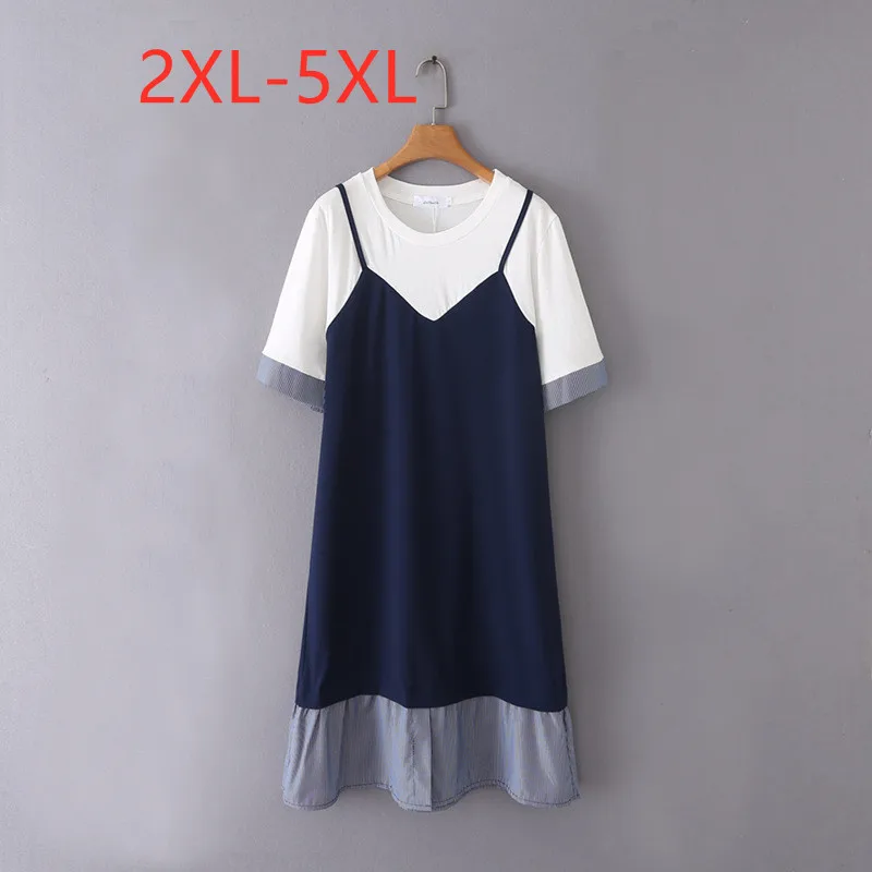

Large women's 2022 spring summer slim loose Plus Size stitched dress