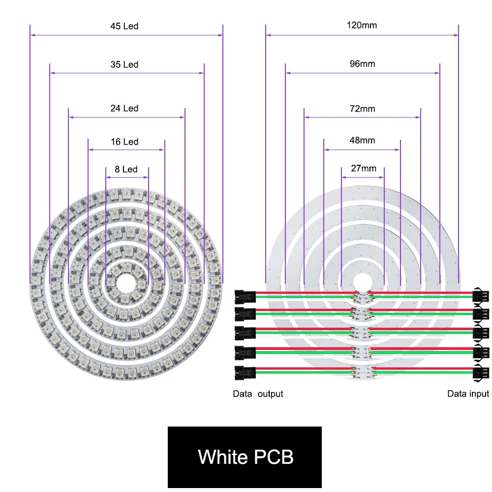 WS2812 круглые светодиодные модули RGB светодиодный Кольцо Полный Цвет встроенный