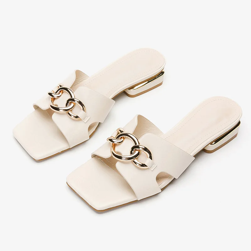 

Modern Slippers Women High Heels for Womens Pumps Square Toe Summer Ladies Shoes Low Heel Casual Slipper 2023 Outside Pantuflas
