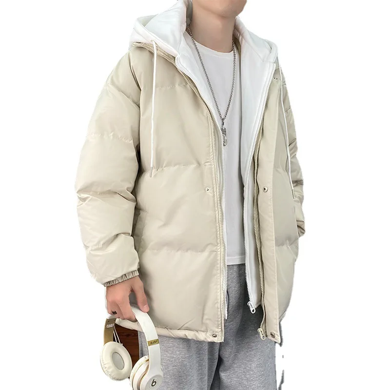 Thick Mens Winter Jackets Korean Fashion Slim Parkas Jacket Men Outwear Coats Solid Stand Collar Windbreak Cotton Padded Jacket