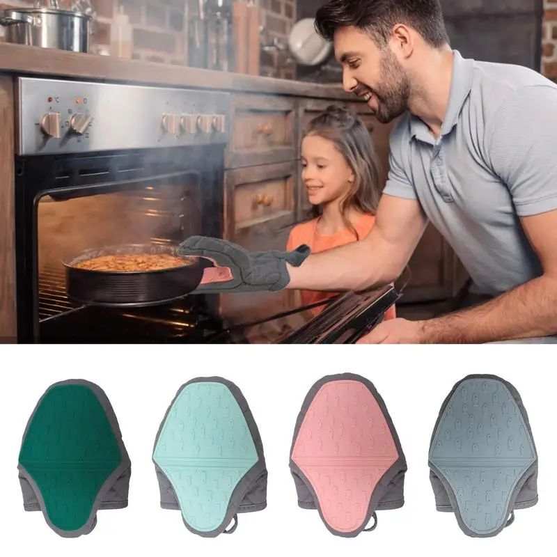 

Хлопковые силиконовые перчатки для духовки с защитой от ожогов, варежки, кухонные перчатки, поднос, горшок, посуда, искусственная духовка, р...