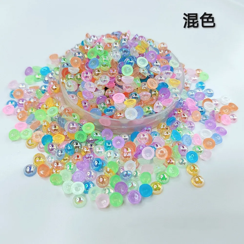 

New semi-circular translucent AB magic beads mobile phone shell diy manicure handmade imitation pearls
