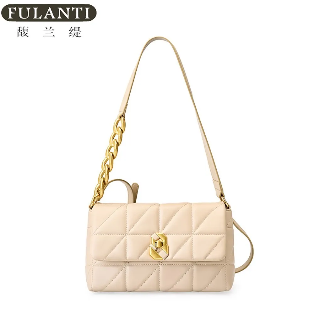 

FULANTI Women's Bag Lingge Chain Underarm Bag 2023 New Designer Bag Leather Shoulder Women's Bag Fashion Versatile Crossbody Bag