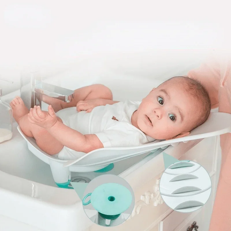 Фото Детская ванна, умывальник для новорожденных, полипропиленовая ванна, портативная ванна для младенцев, может сидеть и лежать, аксессуары для ванны №3
