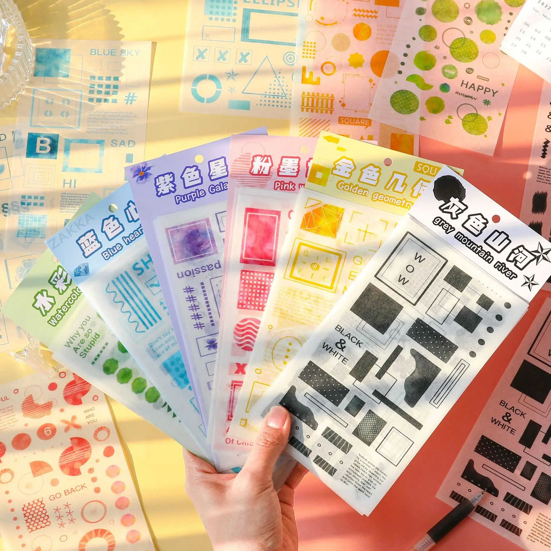 

4 Sheets Hand Account Stickers Washi Stickers Cute Stickers Set Material Paper Scrapbooking DIY Craft Stickers Stationery