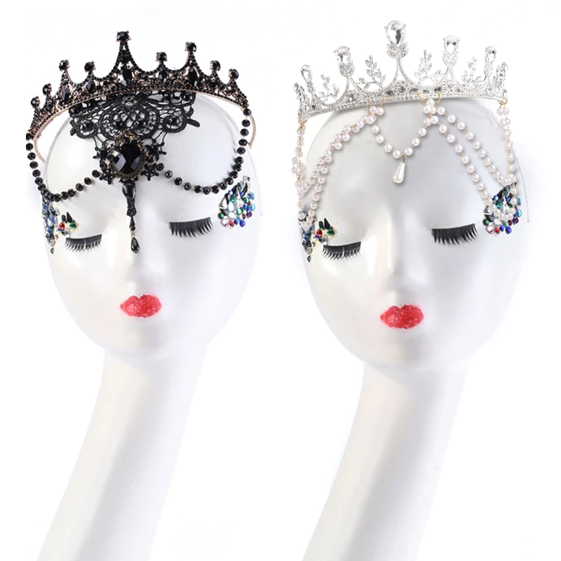 

Lolita Crown Headdress Wedding Rhinestone Gothic Crown Headwear Photo Hair Decor