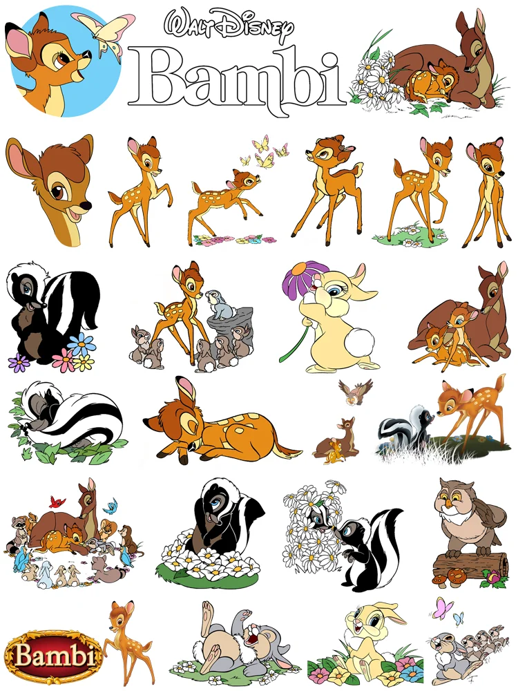 

Lovely Bambi Clip Art Clothing stickers DIY patches for children iron on transfer stripes on clothes