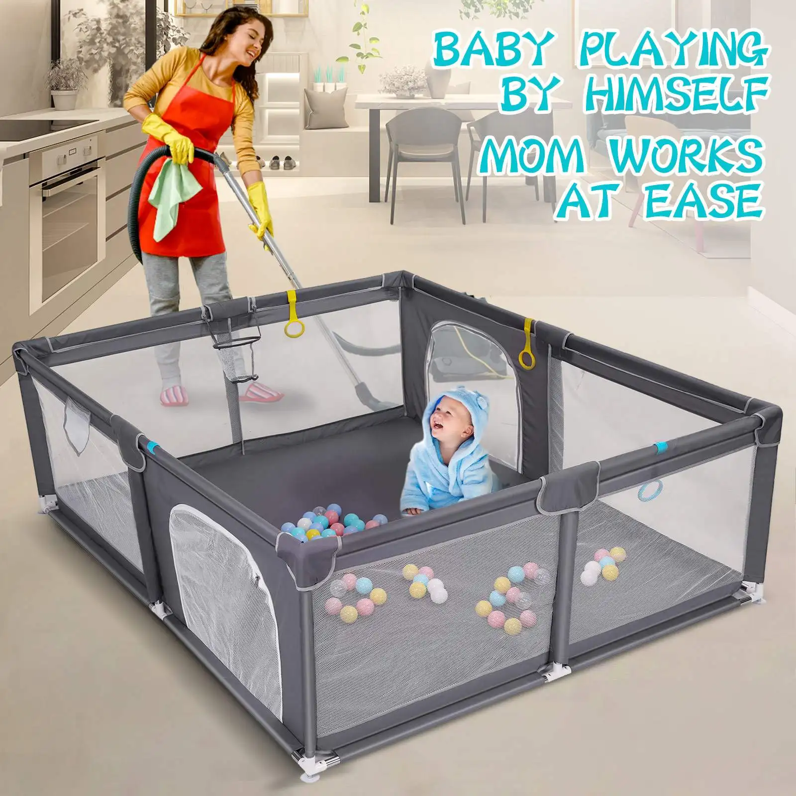 

Bioby Baby Playpen Large Playpen for Babies and Toddlers Sturdy Safety Huge Play Yard Play Pen with Gate Giant Play Yard for Kid