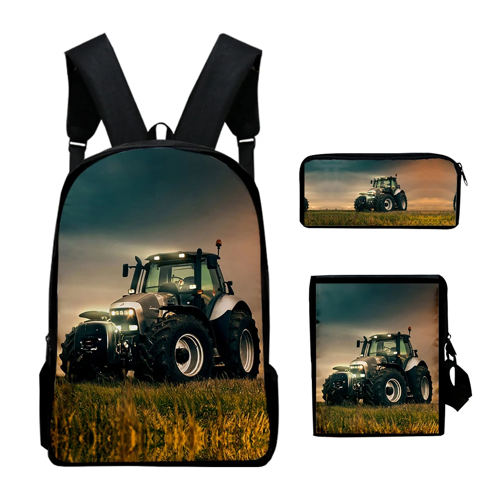 

2022 New 3pcs/Set Backpack tractor pattern Backpack Shoulder Bags 3D Print Hip hop School Bag Mochilas Student Backpack