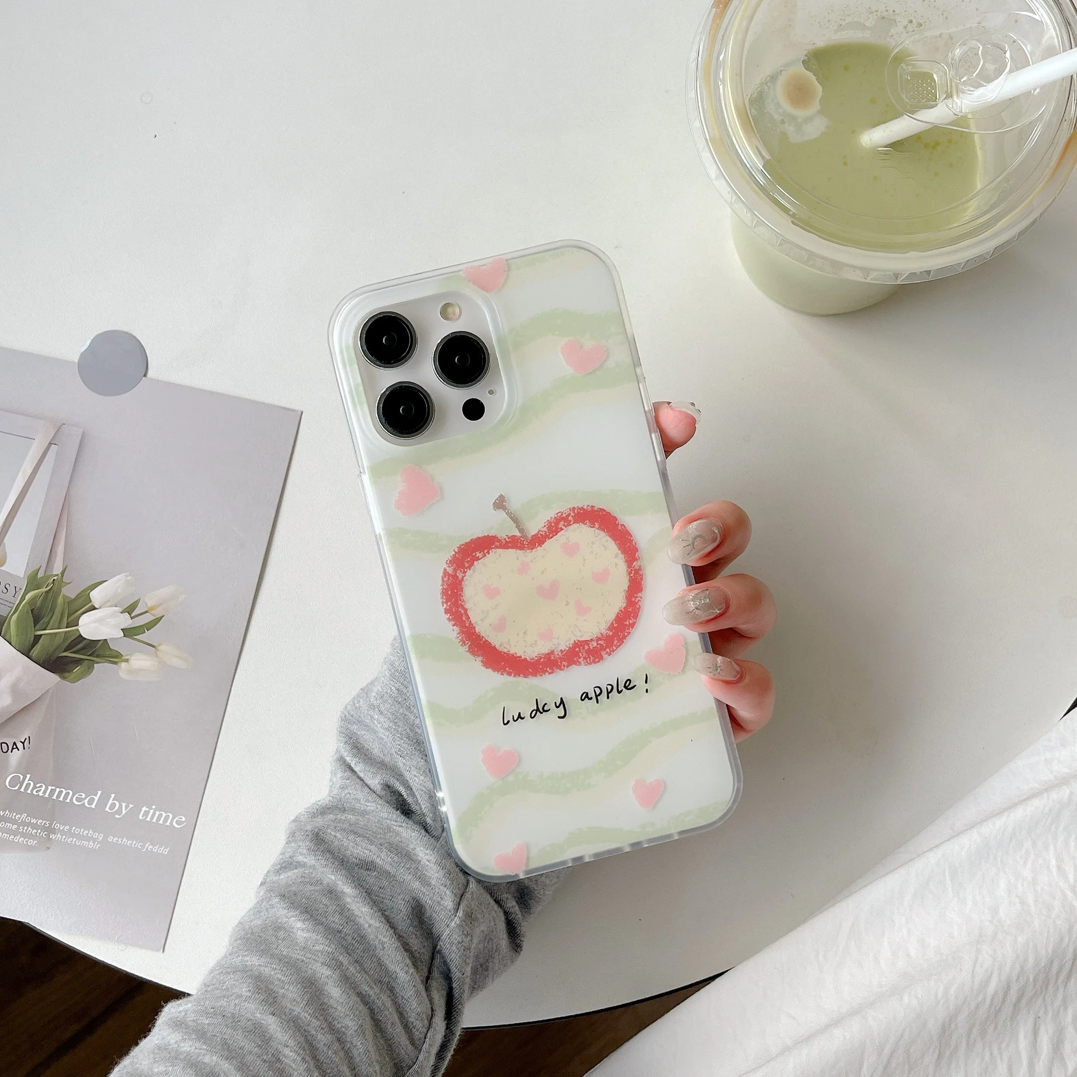 Простой чехол для телефона Apple с зеленой волной и красной iPhone 15 15pro 15promax 14 14pro 14promax