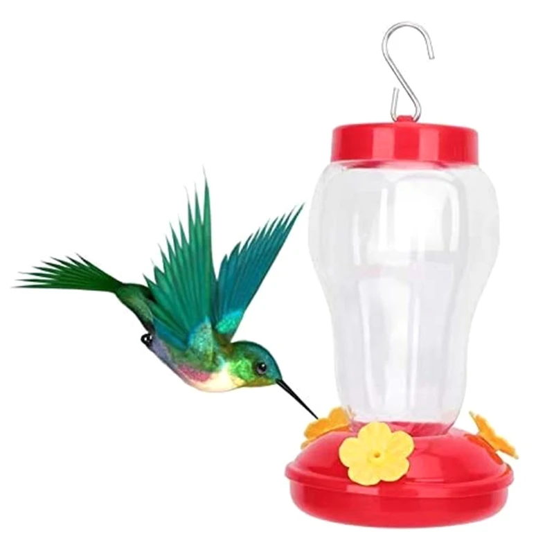

Outdoor Plastic Flower Bird Feeder with Iron Hook Plastic Bird Water Drinker Bottle Hanging Hummingbird Feeder Garden 1pc