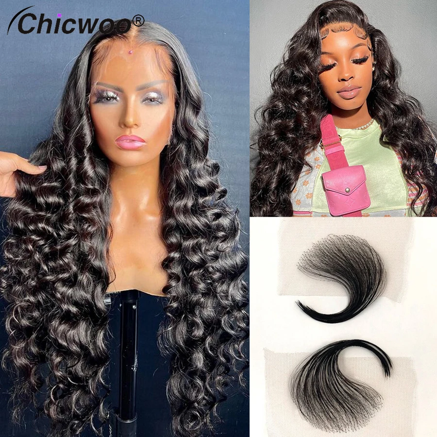 

CHICWOO Loose Deep Wave Lace Front Human Hair Wigs For Black Women 10 Pcs HD Lace Baby Hair Edges Hair Stripes Wholesale Price
