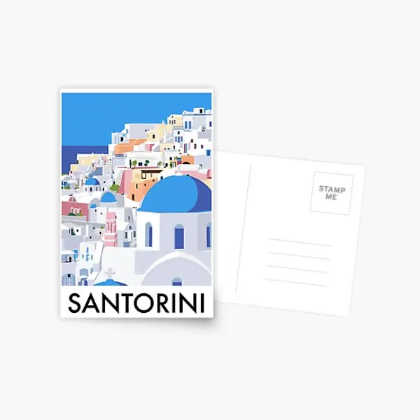 

Постер для путешествий на тему Санторини, открытка с изображением Хома, мультяшная эстетика, спальня, жизнь мальчиков, поздравительная откр...