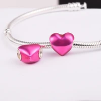 dropshipping 2022 best selling products metallic pink heart charm 925 sterling silver crystal beads bracelets diy jewelry making