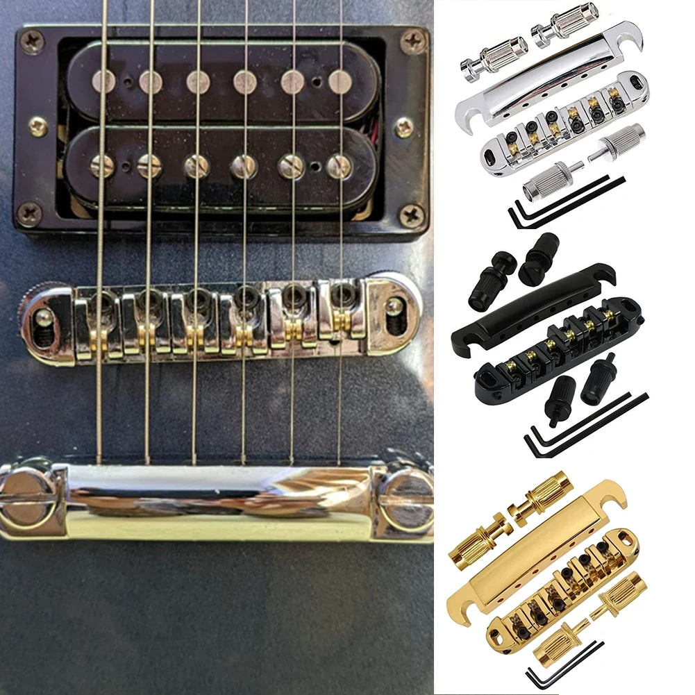 

Adjustable Roller Saddle Tune-O-Matic Bridge Tailpiece With Brass Roller Saddles For LP SG Epi Electric Guitar Accessories