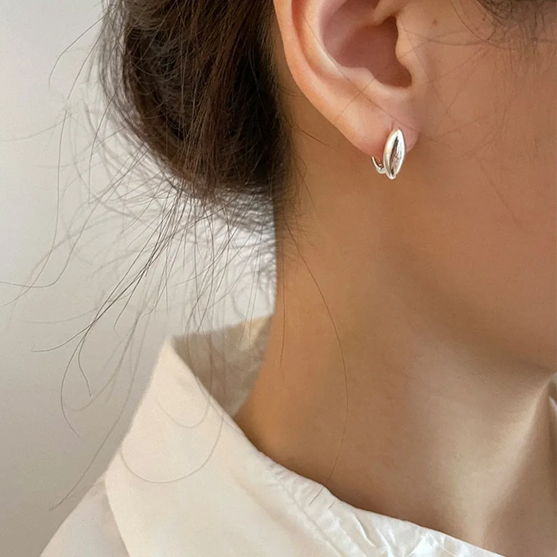 

FMILY Minimalist 925 Sterling Silver Geometric Small Earrings Fashion Versatile Creative Hip Hop Jewelry for Girlfriend Gifts