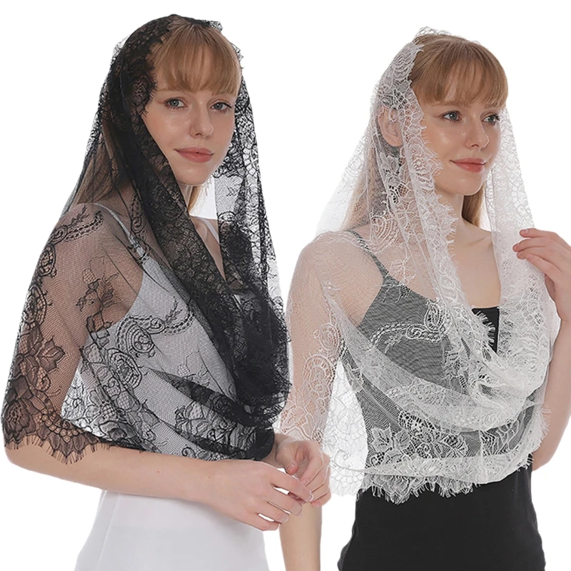 

Y166 Chapel Veil Catholic Mass Lace Head Scarf Lace Mantilla Catholic Church Chapel