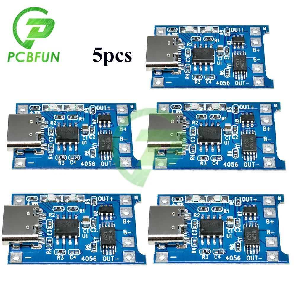 

1/3/5PCS 5V 1A Type-c USB 18650 TP4056 Lithium Battery Charging Board Charger Module with Protection Dual Functions