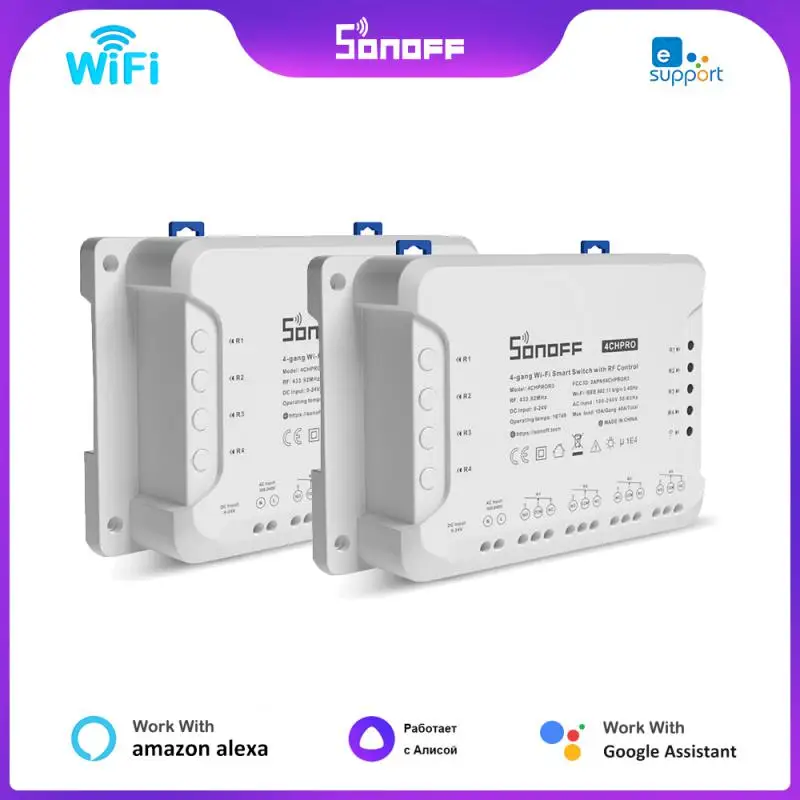 Sonoff 4CH R3/ 4CH PRO R3 4 Gang Wi-Fi Smart Switch Module Interlock Inching Control Support EWeLink APP Alexa Google Home Alice