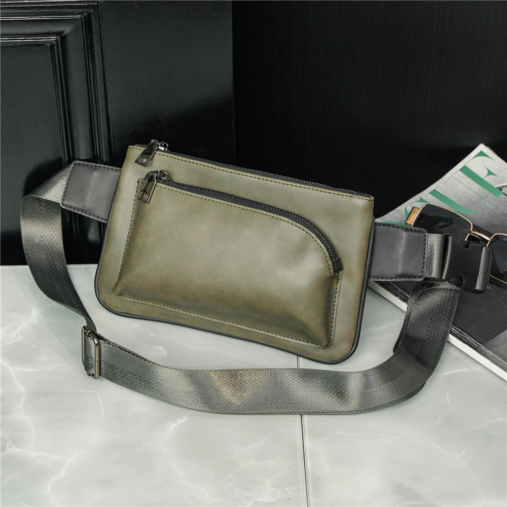 

Luxury Leather Men Waist Bag New Crossbody Shoulder Fanny Pack Male Waist Pack For Cell Phone And Credit Cards Travel Chest Bag