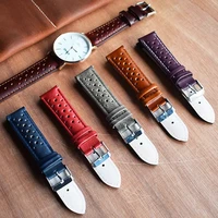 handmade watchband genuine soft leather watch strap 18mm 20mm 22mm 24mm porous ventilation wristband replacement for watch