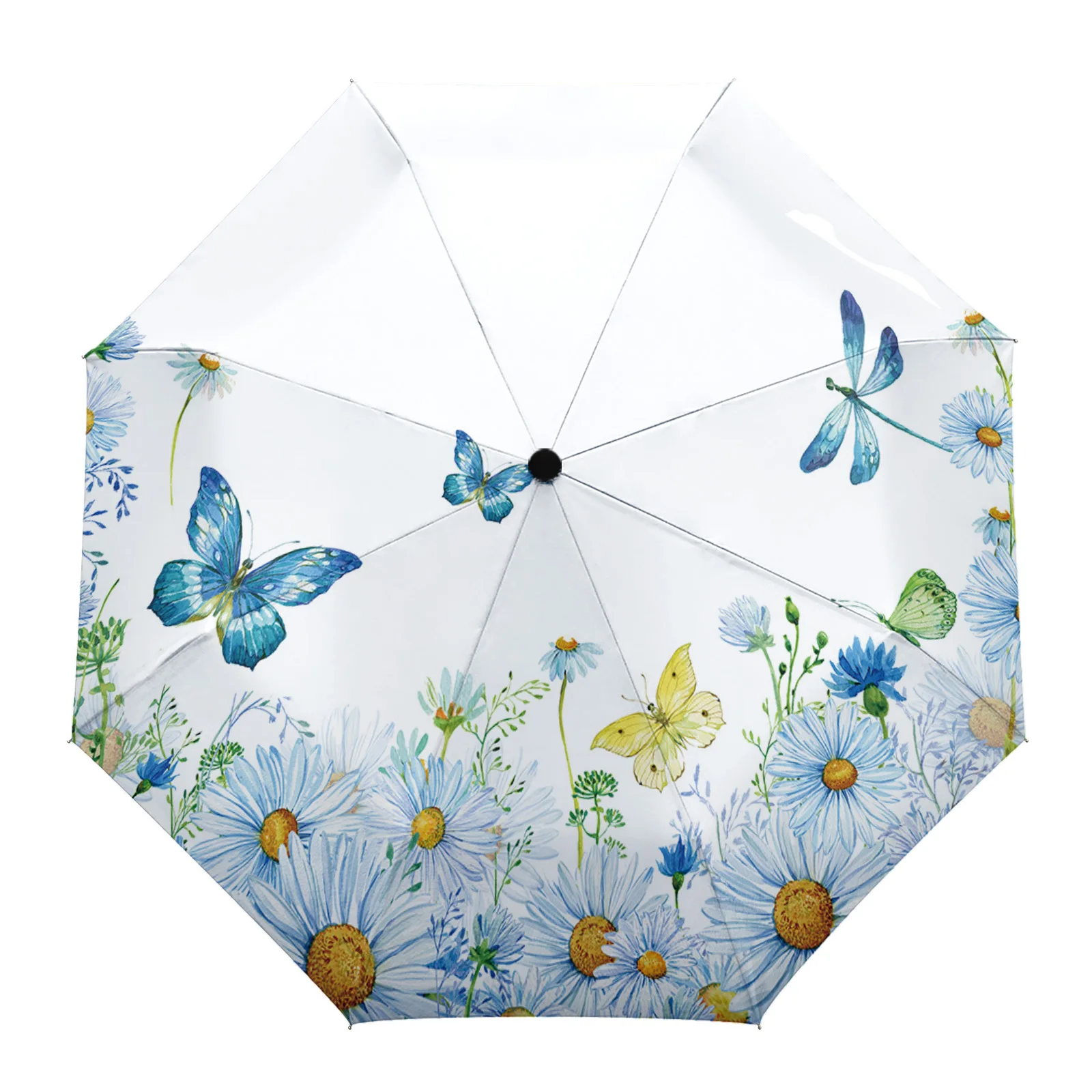 

Автоматические зонтики на заказ для женщин и мужчин, водонепроницаемые складные дождевые зонтики с цветами, бабочкой, стрекозой