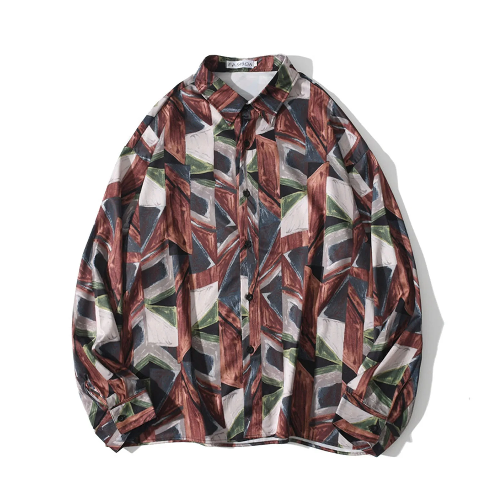 

Футболка мужская хлопковая с цифровым 3D принтом, спортивная рубашка с лацканами и пряжкой, с длинным рукавом, боди