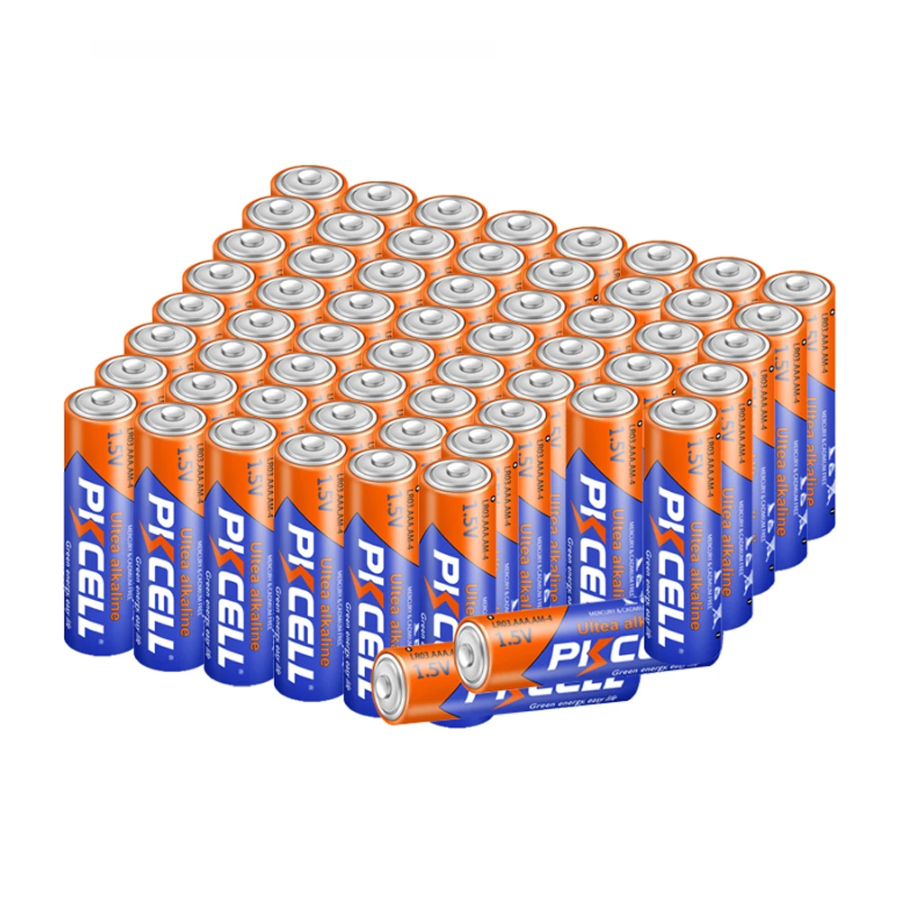 

60PCS PKCELL AAA Battery LR03 1.5V Alkaline Battery 3A AM4 E92 AM4 AAA Single Use Batteries For Remote Control Toy Flashlight