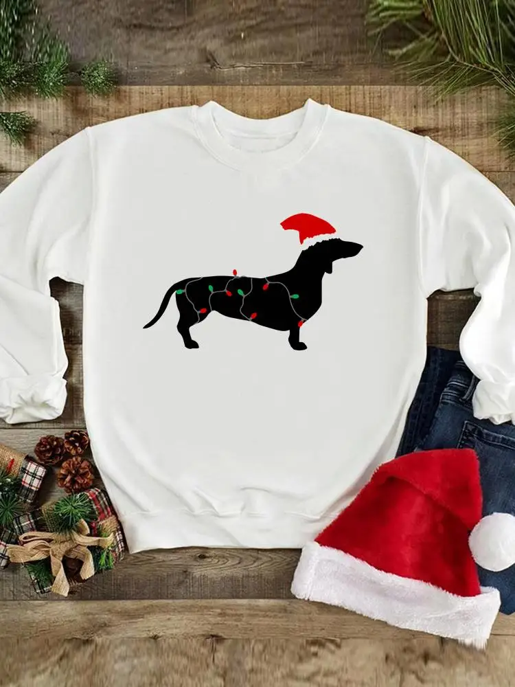 

Dog Sweet Trend New Year Sweatshirts Happy Holiday Graphic Pullovers Merry Christmas Print Wear Fashion Women Clothing
