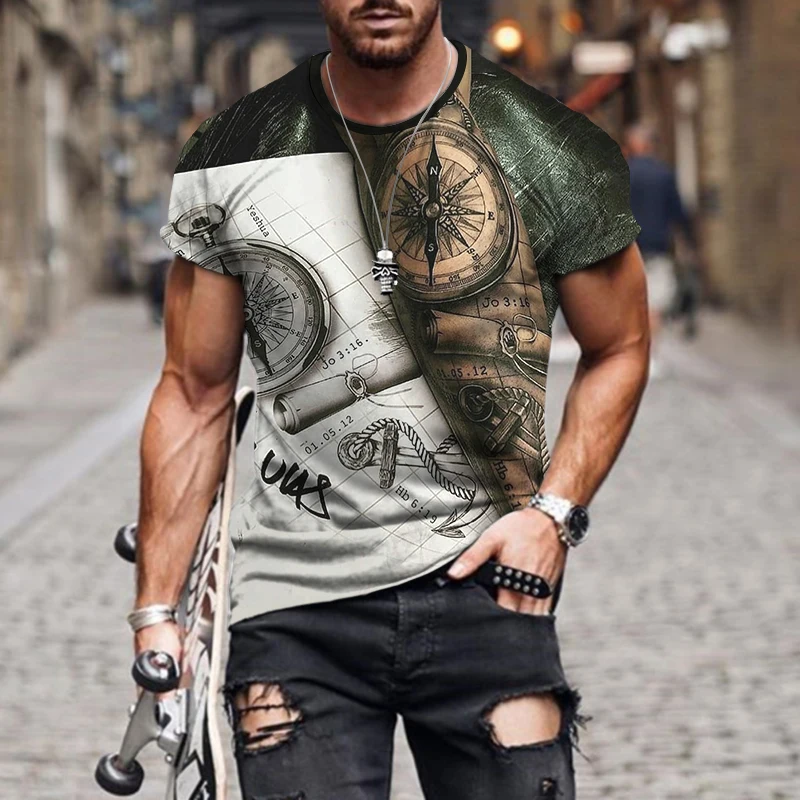 

Футболка мужская оверсайз с 3D-принтом, тенниска с короткими рукавами и круглым вырезом, модная повседневная майка, лето 2022