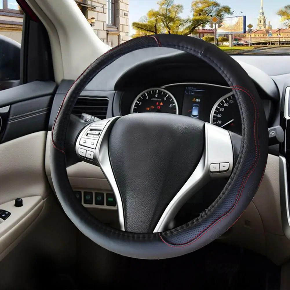 

Universal Car Steering Wheel Cover Skidproof Auto Steering- Accessories Decoration Suitable Auto Carbon Car Fiber Wheel 37- D1K6